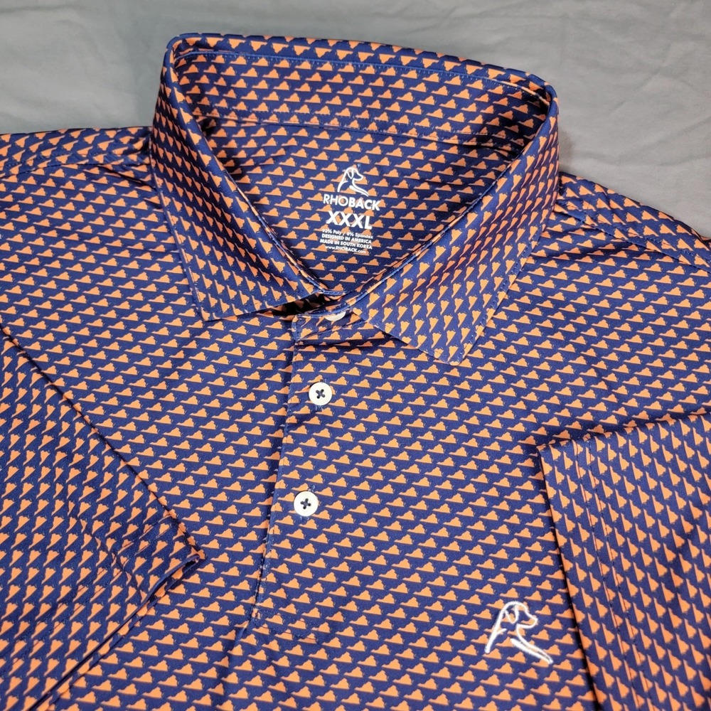 Rhoback Polo Shirt Mens 3XL Multicolor Golf Performance The Lover Virginia State